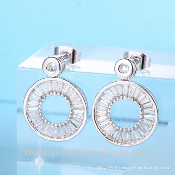 boucle d&#39;oreille de conception de mode forme ronde boucles d&#39;oreilles en pierre de zircon cubique